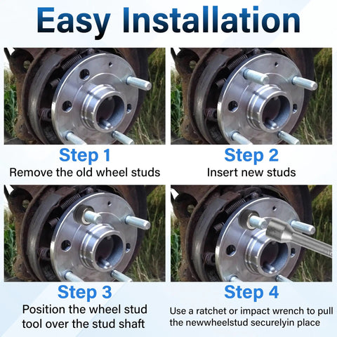 Steps to install using Must Have Universal Wheel Stud Installer 22800 Tool For Cars, SUVs, Towed Vehicles, Light Trucks