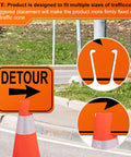 Knock It Out At Job Site With This Bulk Pack Of Six Traffic Cone Arrow Signs featuring a DETOUR sign on a traffic cone.