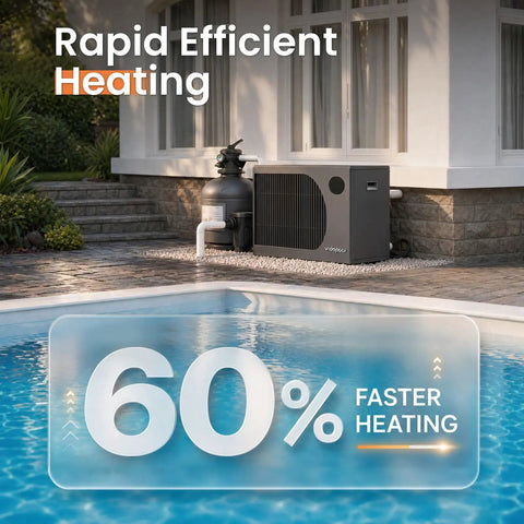 Super Slick 35000 BTU Inverter Pool Heat Pump For Above Ground Or Inground Pools With Smart Wifi Control And Hella Efficient Electric Heating Technology Keep The Water Nice And Warm This Summer