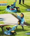 Cordless Weed Wacker With Brushless Motor Delivering Up To 21,000 RPM, Dual 4.0Ah Batteries, 3 In 1 Edger Mower Grass Trimmer in use