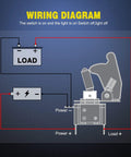 Wiring diagram for Five Pack 12V LED Toggle Switches Heavy Duty 20A SPST On Off 3 Pin Rocker For Automotive Cars Trucks Boats Racking With Red LED Indicator And Transparent Safety Cover