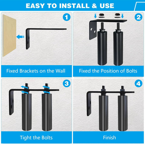 Universal 4 Inch Gate Roller Guide Kit With Nylon Rollers And Black L Bracket installation steps.
