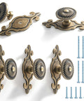 Vintage Bronze Cabinet Knobs With Backplates 5 Pack For Dresser Cupboard Wardrobe Mushroom Drawer Pulls Decorative Zinc Alloy Hardware Easy Install Dual Screw Sizes