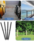 Four Pack Premium Stainless Steel Cable Railing Hardware Kit Featuring Threaded Wire Rope Terminals and Heavy Duty Locking Cable Tensioners for stair, balcony, and fence use.