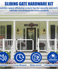 Heavy-Duty Galvanized Steel Sliding Gate Kit With One-Piece Safety Lock, Anti-Sag Design And Smooth Silent Rollers on patio