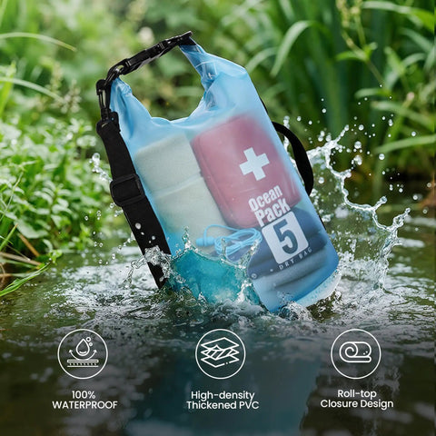 5L Waterproof Dry Bag for Kayaking and Beach Adventures Stay Dry on Any Splash with Lightweight Roll Top Dry Sack
