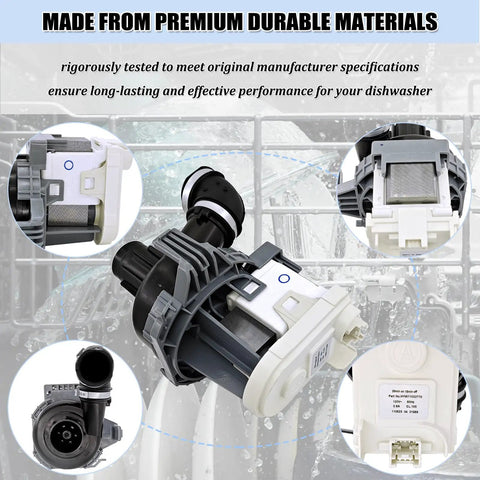 Dishwasher Circulation Pump Motor Assembly Replacement Parts Fits W10529163 W10885542 W10864037 W10816492 With Plug And Play Install And Reliable Performance For Most Models black and white dishwasher pump motor
