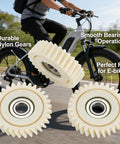 Three Pack 31T Spiral Bevel Gear Set For Bafang Hub Motors 41.5x11mm with nylon construction shown on e-bike background