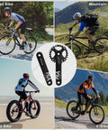 Mountain Bike Crankset 170mm Square Taper 104 BCD 30T Narrow Wide Round Chainring shown with various bike types