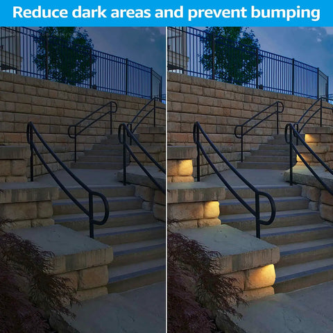 Right Angle LED Hardscape Light With 2700K 3000K 4500K Color Select Waterproof Corner Mount installed on steps