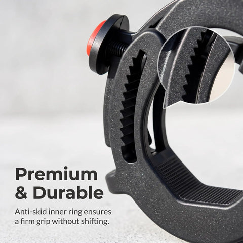 Close-up of Motorcycle Cruise Control Assist With Quick Release Button Anti Slip Throttle Lock showcasing the anti-skid inner ring in durable black.