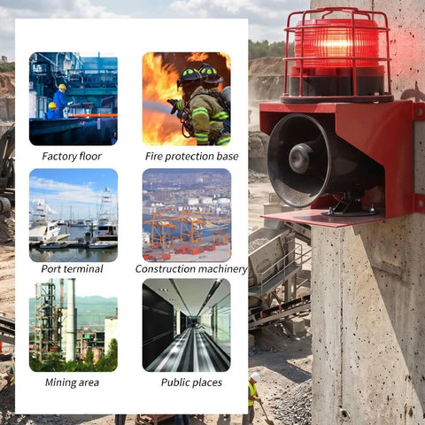 Hardhat Ready Job Site Beast With 115 Decibel Loud Horn And IP65 Waterproof LED Strobe Light For Mine Quarry Construction Emergency Sound Visual Warning Alarm Beacon