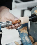 Pen Press Kit For Woodturning Lathes With 2MT Taper for precise pen making on a lathe, hand holding wooden pen component
