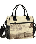 Desert Cowboy Insulated Lunch Bag For Work And Picnics with side pockets and removable strap, featuring a desert landscape design.