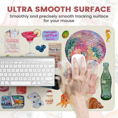 Large Anti Slip Desk Pad For Keyboard And Mouse With Stitched Edges Watercolor Style Desk Cover Big Mouse Pad for computer