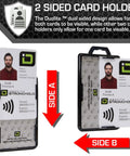 RFID Blocking Secure Badge Holder Duolite 2 Card ID Holder showing front and back view with dual card visibility.