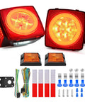 Two Pack LED Trailer Heavy Duty Light Kit with halo glow ring, wiring, and mounting hardware for 12V trailers, boats, RVs, and trucks.