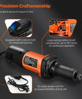 Heavy Duty Workhorse Die Grinder With Variable Speed 7000 To 30000 Rpm showing lock mechanism and long-lasting carbon brush components.
