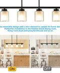 4 Light Pendant Light With Industrial Style For Kitchen Island, double glass shades, clear and frosted glass, rustic farmhouse style.