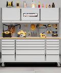 72 Inch Heavy Duty Rolling Tool Chest And Workbench With 15 Drawers And 3 Top Lockers Lockable Wheels And Key Lock