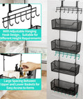 Rock Solid Over The Door Organizer With Four Roomy Metal Baskets And Adjustable Coat Hook for easy access to items.