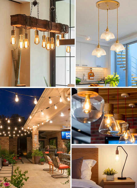 12 Pack Vintage LED Edison Bulbs 6W Like 60W Old School Filament Glow With CRI 80 Plus E26 Base Non Dimmable Clear Glass