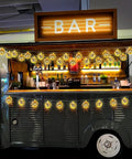 Mobile bar truck decorated with 20 LED Disco Ball String Lights Battery Powered and USB Plug Indoor Decor for Throwback 70s 80s 90s