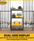 28 Rod Ground Stand Fishing Rod Holder Rack for Garage, 3 Sided Vertical Display with Tackle Box and Dual-Side Display