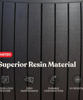 Close-up of brown resin material with features for Versatile 37 Gallon Outdoor Deck Box That Doubles As An Ottoman Chair Or Side Table.
