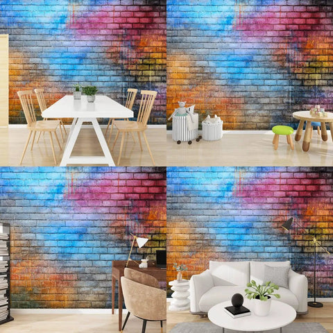 Peel And Stick Graffiti Wallpaper Roll 144 Inch Wide By 100 Inch High Self Adhesive Colorful Wall Mural For Living Room Decor