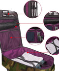 Open Underseat Carry On Travel Backpack 21L Lightweight Laptop Bag Fits MacBook Pro 16 Green Camo with compartments