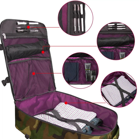 Open Underseat Carry On Travel Backpack 21L Lightweight Laptop Bag Fits MacBook Pro 16 Green Camo with compartments