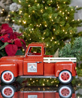 Red Metal Christmas Pickup Truck Outdoor Decor With Tree In Bed Totally Lit Powder Coated Weatherproof Metal Construction 18 Inch Long Yard Ornament For Patio Garden And Holiday Festive Vibes