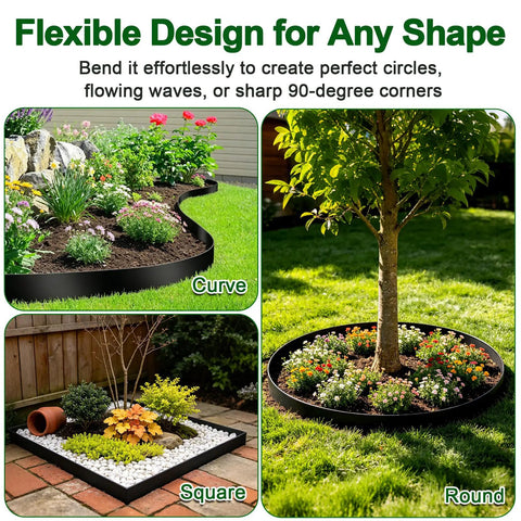 No Dig Landscape Edging Kit 33 Ft Long 4 Inch Tall Black Plastic Border flexible garden barrier for various shapes