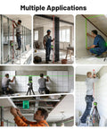 Self Leveling Laser Level With 60 Inch Tripod For Construction And Home Use, Green 360 Degree Horizontal Line And 140 Degree Vertical Line With Two Plumb Dots, Built Tough Workhorse Cross Line Tool For Precise Layout And Quick Alignment. Installed on tripod during wall, ceiling, and tile layout.