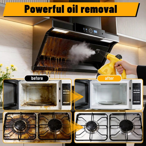 No Nonsense Heavy Duty Handheld Steam Cleaner Straight Up Killer Performance 475 Ml Tank used to clean microwave and stove.
