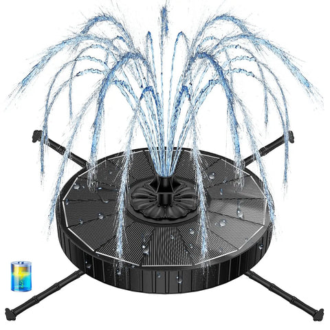 Dope Solar Powered Glass Fountain Pump With 2000mAh Battery 3 Level Adjustable Water Height 7 Nozzles Works In Shade