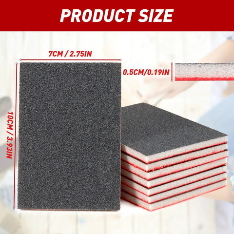 Front view: 24-piece sanding sponge set, 80–3000 grit, washable and reusable for wood, metal, drywall.
