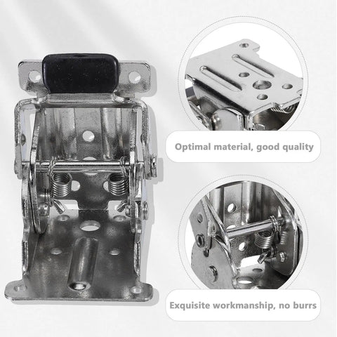 Self Locking Folding Table Leg Hinges Set 2 with 90 Degree Rotation, close-up of SPCC metal hinge details and mechanism
