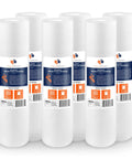 Six pack of 1 Micron Sediment Water Filter Replacement Cartridge 20 Inch By 4.5 Inch For Your Whole House Filtration Compatible With AP810 2 SDC 45 2005 FPMB5 20 P5 20 FP25B 155358 43 Six Pack displayed upright