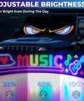 Programmable Flexible LED Eye Lights For Golf Cart And Vehicles 23x5In With App And Remote Control on vehicle windshield.