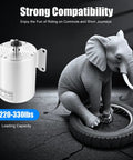 Elephant sitting on motor wheel next to brushless motor, highlighting the durability of the 48V 2000W Electric Brushless Motorcycle Motor Kit