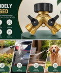 Heavy Duty Garden Hose Splitter 2 Way Brass Y Splitter With 2 Valves And 2 Extra Rubber Washers Solid Brass Water Splitter For Dual Watering Easy On Off Controls Durable Industrial Grade, 3/4 in brass