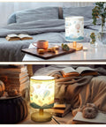 Hot Air Balloon Kids Table Lamp with linen shade on a wooden base in bedroom setting