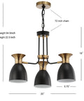 20 Inch Dope Black And Brass Gold Modern Metal LED Pendant Light Fixture With Adjustable Hanging Ceiling Lamp