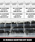 Hydraulic Fitting O Ring Seal Kit Buna N 70 Durometer 12 Sizes 255 Piece Kit SAE 900 O Ring Set For Hydraulic Fittings Box