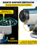 Super Precise 26X Automatic Transit Level Kit showing magnetic dampened compensator and 360-degree rotation feature
