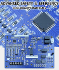 Zero Stress HK42FZ086 Replacement Control Board For Carrier Payne Bryant Furnaces view of blue circuit board with components.
