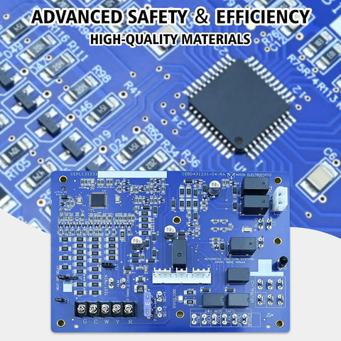 Zero Stress HK42FZ086 Replacement Control Board For Carrier Payne Bryant Furnaces view of blue circuit board with components.