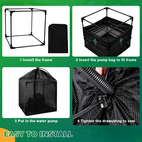 Heavy Duty Pond Pump Filter Bag For Outdoor Koi Ponds Large Pond Barrier Bag With Ultra Fine Honeycomb Mesh installation steps